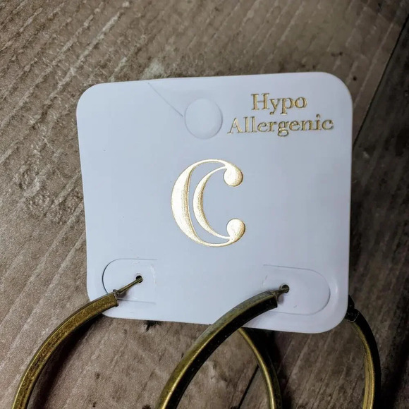 NWT Hypo Allergenic Gold Tone Fashion Hoop Earrings - Picture 11 of 16